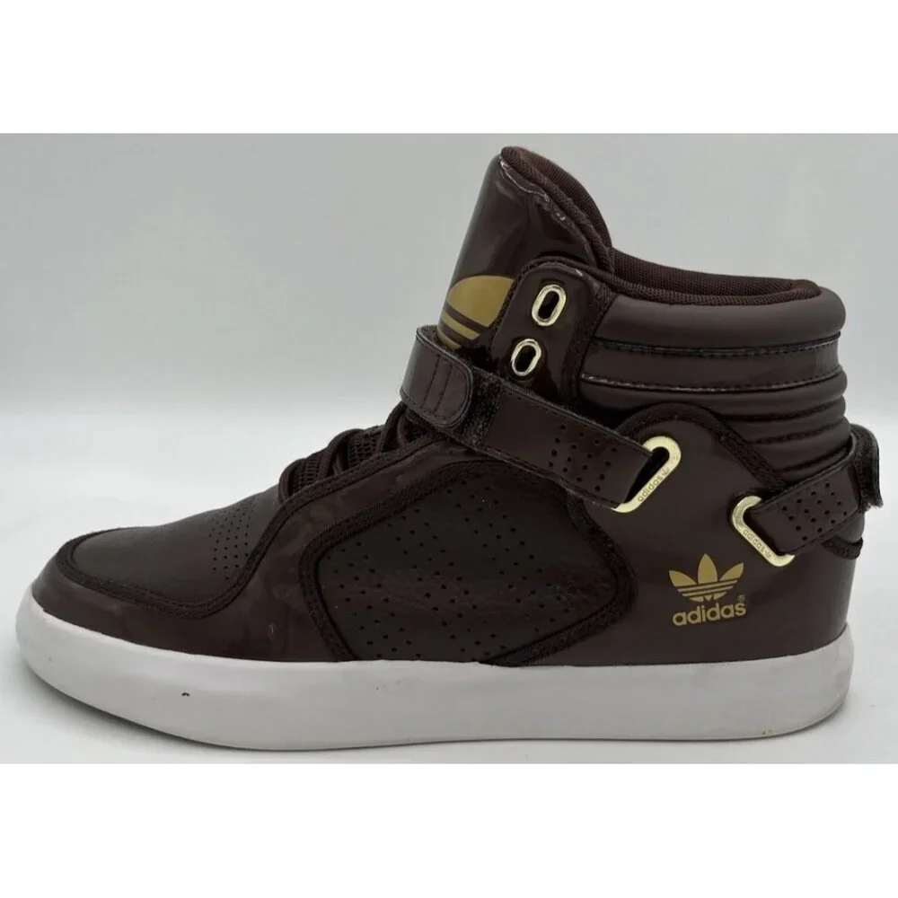 Adidas Adi-Rise Mid Men’s Size 8 Shoes Dark Brown Leather Gold Accents G20518 - Picture 7 of 12